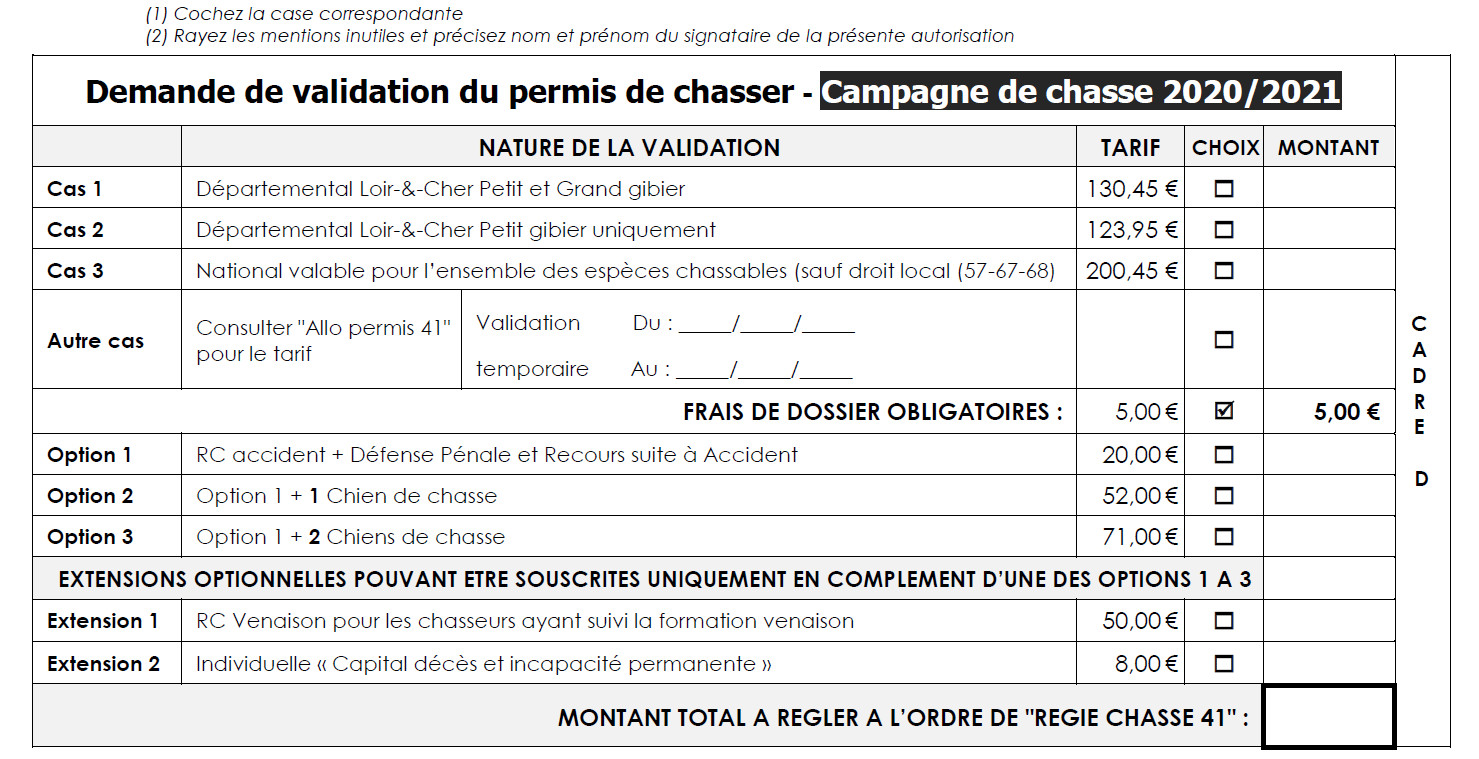 Permis de chasser FDC41